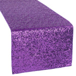 Purple sequin table runner on a white background